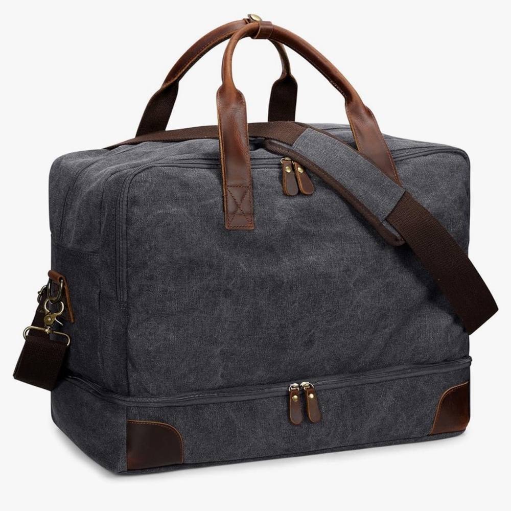 S-ZONE Mens Canvas Travel Duffel Bag Overnight Bag Shoes Laptop Compartment